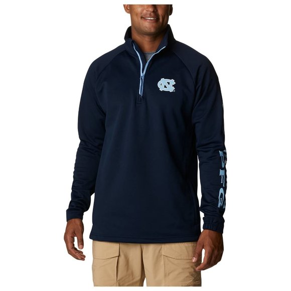 Columbia Men's North Carolina Tar Heels Tackle Fleece 1/4 Zip PFG Jacket Blue L - Picture 1 of 5